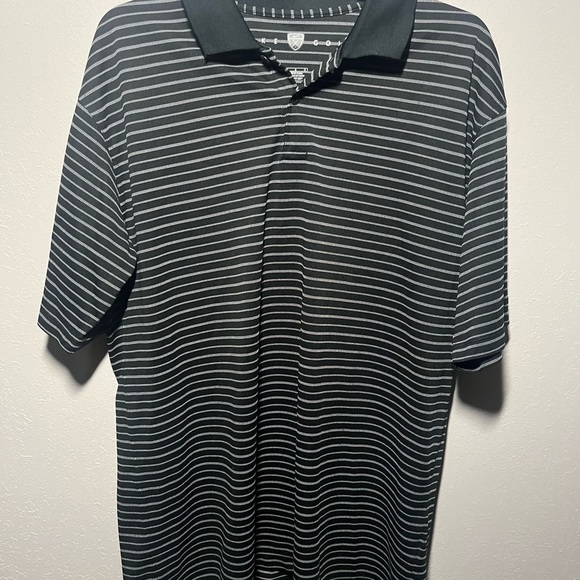 Men’s Black Nike White Striped Short Sleeve Golf Polo Size L - Picture 1 of 6